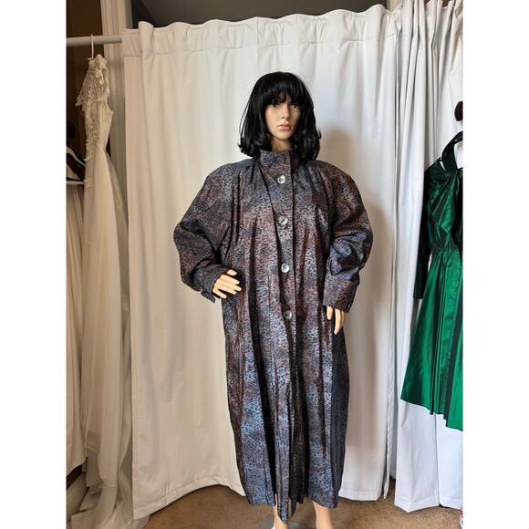 American Vtg Vision iridescent animal print wool lined trench coat XL - Picture 15 of 17